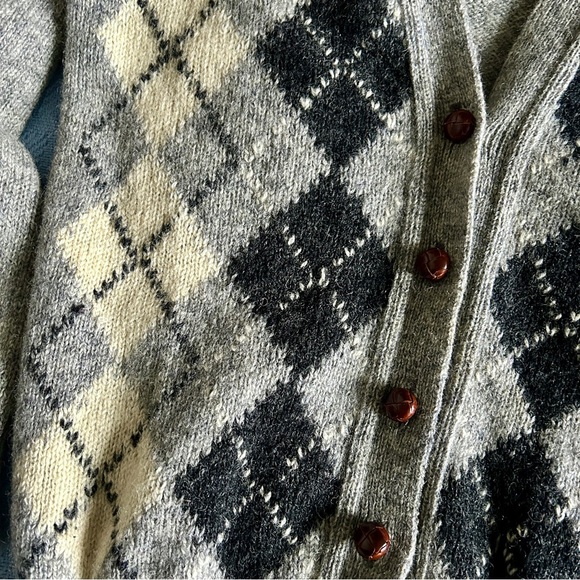 Shetland wool argyle cardigan vintage Sz small preppy librariancore academia - Picture 2 of 11